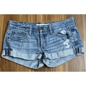 Abercrombie Fitch Hip Short Denim Jeans Shorts Destroyed W26 Sz 2 EUC